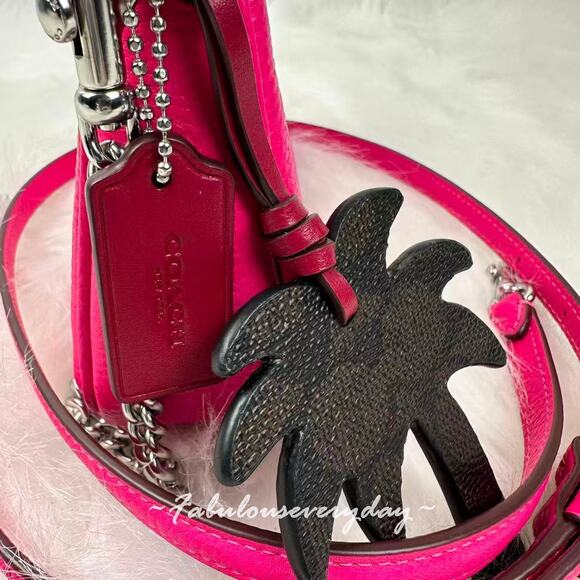 Coach Teri Mini Crossbody Bag With Palm Tree Charm CBG80 Dragon Fruit Pink NWT - Picture 7 of 12